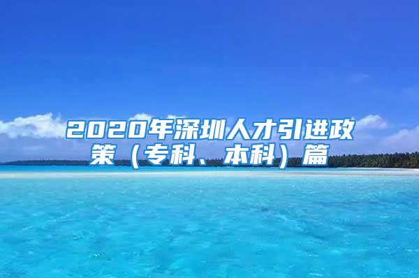 2020年深圳人才引进政策（专科、本科）篇