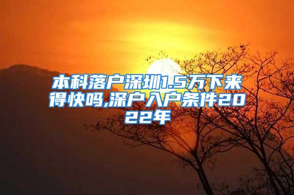 本科落户深圳1.5万下来得快吗,深户入户条件2022年