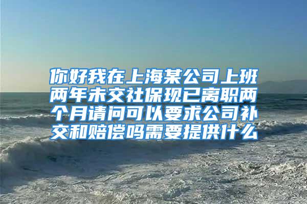 你好我在上海某公司上班两年未交社保现已离职两个月请问可以要求公司补交和赔偿吗需要提供什么