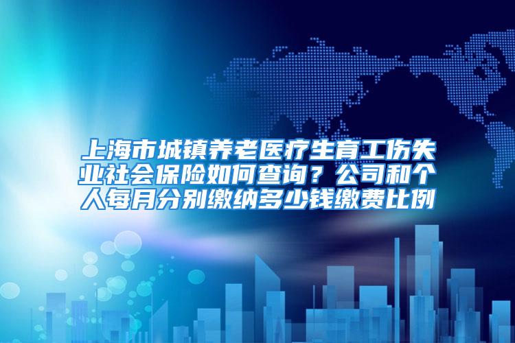 上海市城镇养老医疗生育工伤失业社会保险如何查询？公司和个人每月分别缴纳多少钱缴费比例