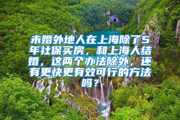 未婚外地人在上海除了5年社保买房，和上海人结婚，这两个办法除外，还有更快更有效可行的方法吗？