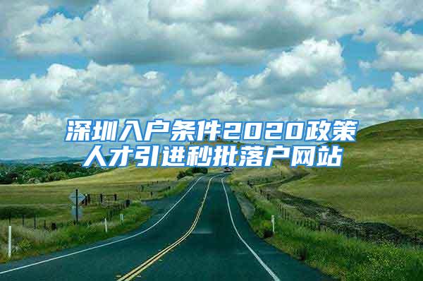 深圳入户条件2020政策人才引进秒批落户网站