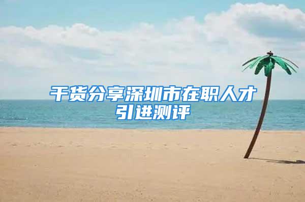 干货分享深圳市在职人才引进测评