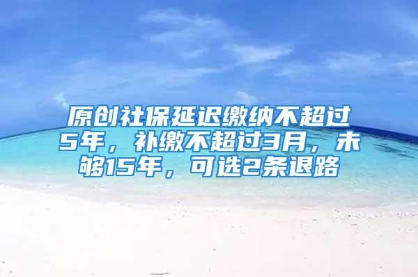 原创社保延迟缴纳不超过5年，补缴不超过3月，未够15年，可选2条退路