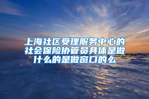 上海社区受理服务中心的社会保险协管员具体是做什么的是做窗口的么