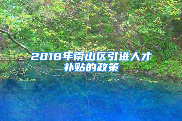 2018年南山区引进人才补贴的政策