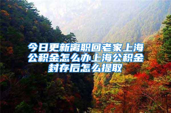 今日更新离职回老家上海公积金怎么办上海公积金封存后怎么提取