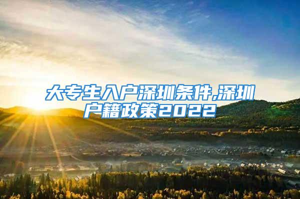 大专生入户深圳条件,深圳户籍政策2022