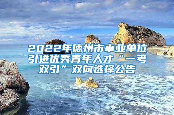 2022年德州市事业单位引进优秀青年人才“一考双引”双向选择公告