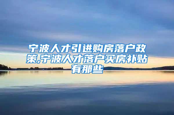 宁波人才引进购房落户政策,宁波人才落户买房补贴有那些