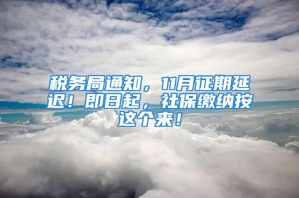 税务局通知，11月征期延迟！即日起，社保缴纳按这个来！