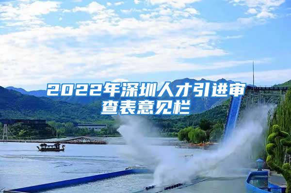 2022年深圳人才引进审查表意见栏