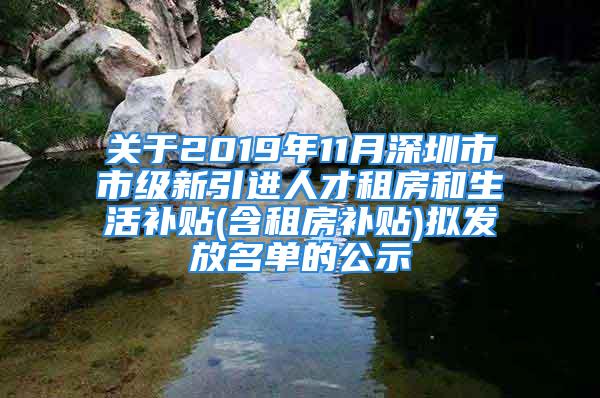 关于2019年11月深圳市市级新引进人才租房和生活补贴(含租房补贴)拟发放名单的公示