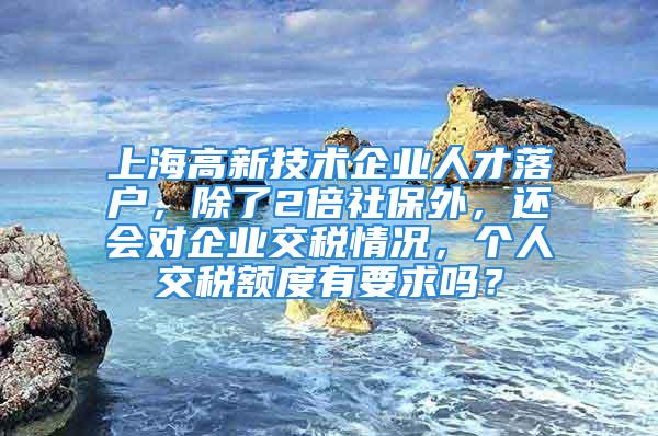 上海高新技术企业人才落户，除了2倍社保外，还会对企业交税情况，个人交税额度有要求吗？