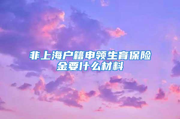 非上海户籍申领生育保险金要什么材料