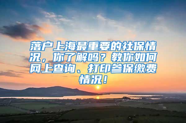 落户上海最重要的社保情况，你了解吗？教你如何网上查询、打印参保缴费情况！