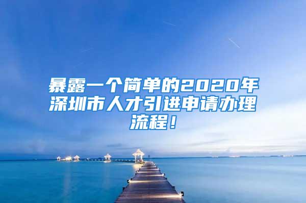 暴露一个简单的2020年深圳市人才引进申请办理流程！