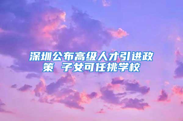 深圳公布高级人才引进政策 子女可任挑学校