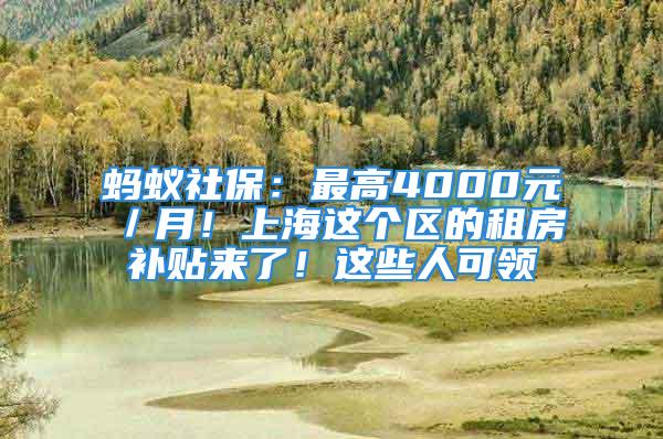 蚂蚁社保：最高4000元／月！上海这个区的租房补贴来了！这些人可领