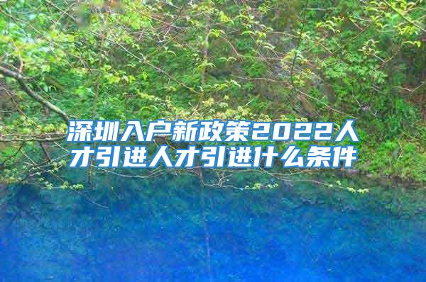 深圳入户新政策2022人才引进人才引进什么条件