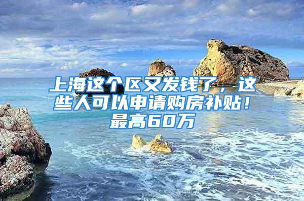 上海这个区又发钱了，这些人可以申请购房补贴！最高60万