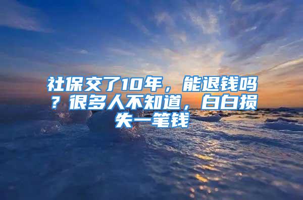 社保交了10年，能退钱吗？很多人不知道，白白损失一笔钱