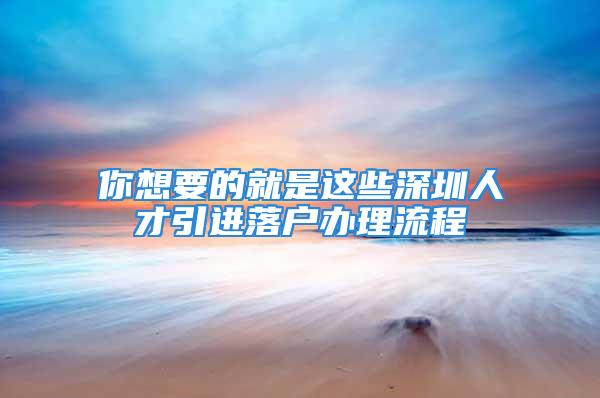 你想要的就是这些深圳人才引进落户办理流程