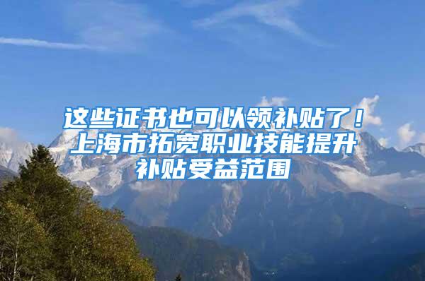 这些证书也可以领补贴了！上海市拓宽职业技能提升补贴受益范围