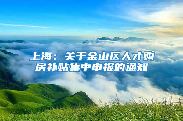 上海：关于金山区人才购房补贴集中申报的通知