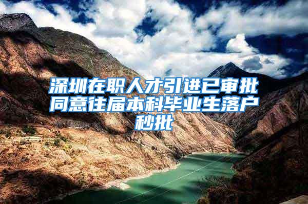 深圳在职人才引进已审批同意往届本科毕业生落户秒批