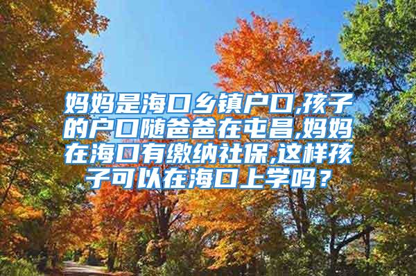 妈妈是海口乡镇户口,孩子的户口随爸爸在屯昌,妈妈在海口有缴纳社保,这样孩子可以在海口上学吗？