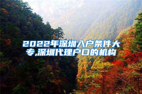 2022年深圳入户条件大专,深圳代理户口的机构