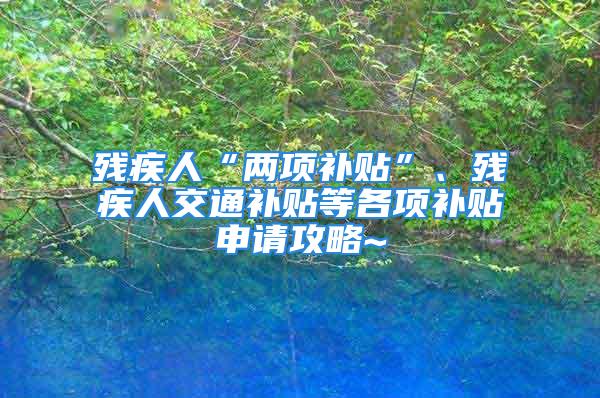 残疾人“两项补贴”、残疾人交通补贴等各项补贴申请攻略~