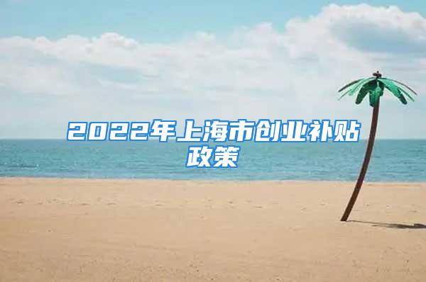 2022年上海市创业补贴政策