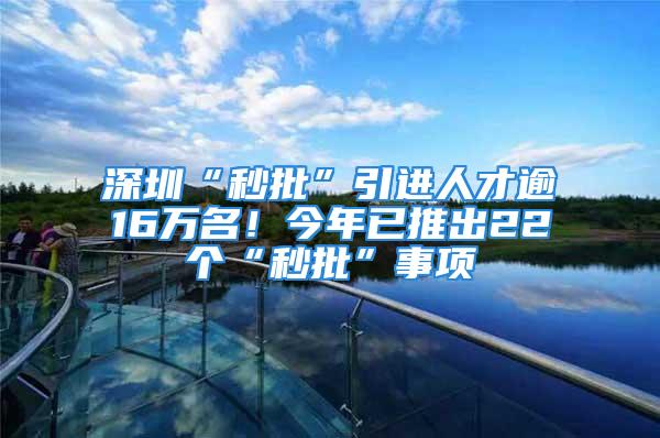 深圳“秒批”引进人才逾16万名！今年已推出22个“秒批”事项