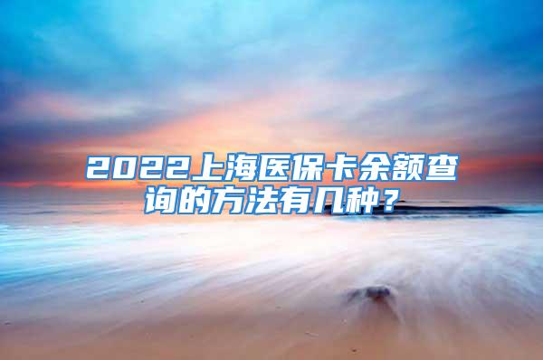 2022上海医保卡余额查询的方法有几种？