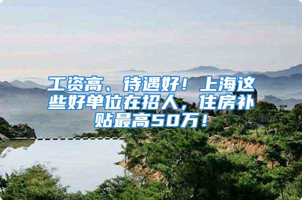 工资高、待遇好！上海这些好单位在招人，住房补贴最高50万！