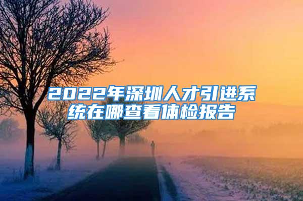 2022年深圳人才引进系统在哪查看体检报告