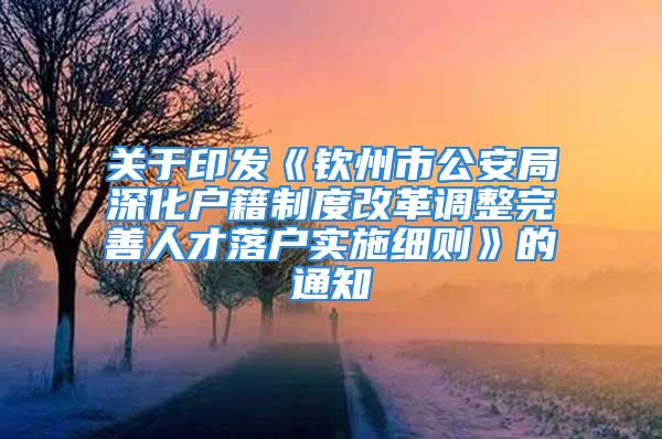 关于印发《钦州市公安局深化户籍制度改革调整完善人才落户实施细则》的通知