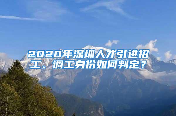 2020年深圳人才引进招工、调工身份如何判定？