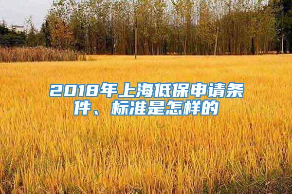 2018年上海低保申请条件、标准是怎样的