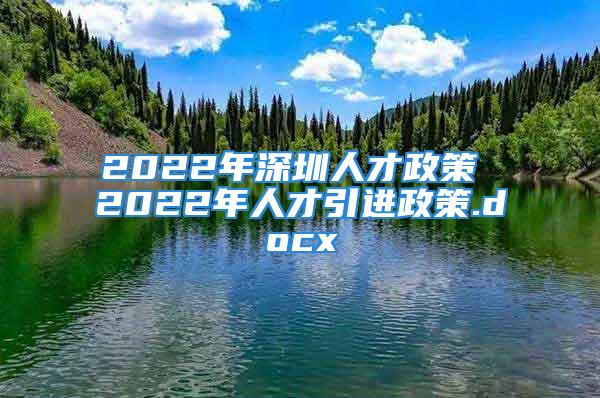 2022年深圳人才政策 2022年人才引进政策.docx