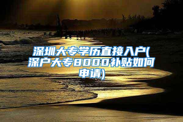 深圳大专学历直接入户(深户大专8000补贴如何申请)