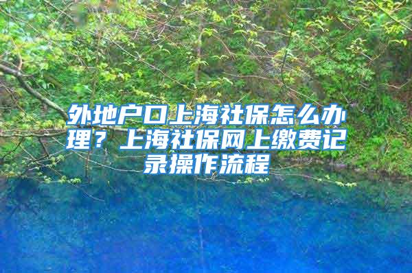 外地户口上海社保怎么办理？上海社保网上缴费记录操作流程