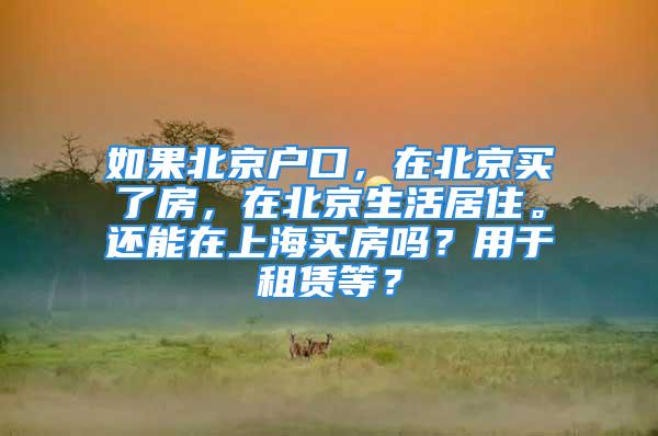 如果北京户口，在北京买了房，在北京生活居住。还能在上海买房吗？用于租赁等？