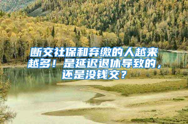 断交社保和弃缴的人越来越多！是延迟退休导致的，还是没钱交？