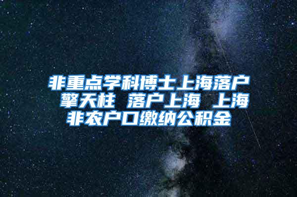 非重点学科博士上海落户 擎天柱 落户上海 上海非农户口缴纳公积金