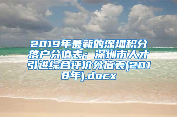 2019年最新的深圳积分落户分值表：深圳市人才引进综合评价分值表(2018年).docx