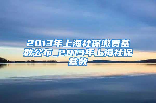 2013年上海社保缴费基数公布_2013年上海社保基数