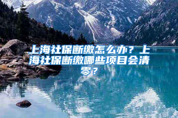 上海社保断缴怎么办？上海社保断缴哪些项目会清零？